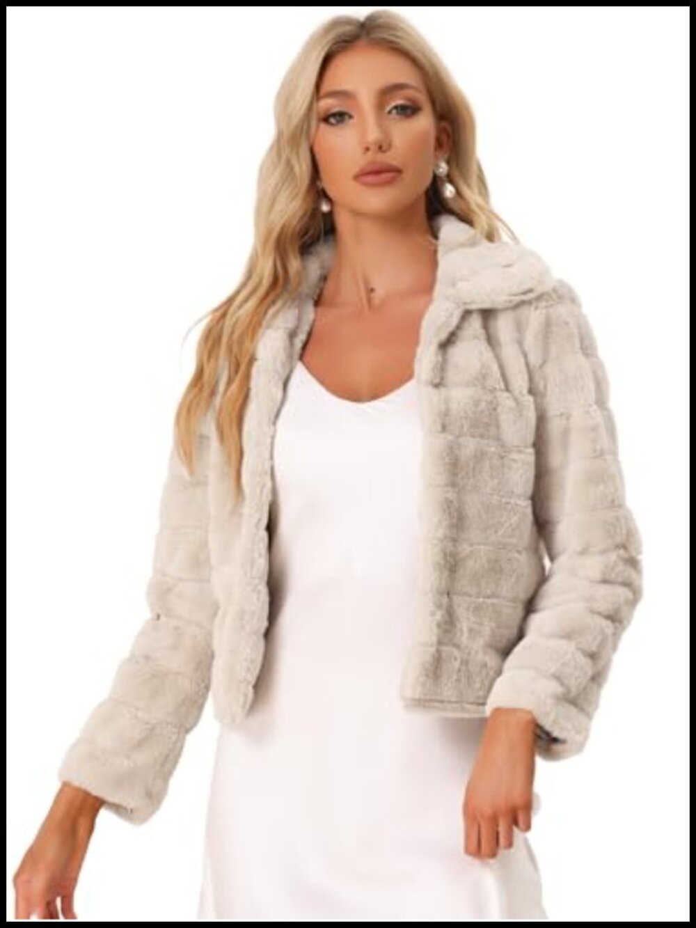 Faux Fur Coat Fluffy Lapel Collar Winter Cropped Jacket